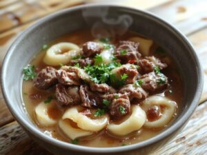 creamy beef mushroom noodles