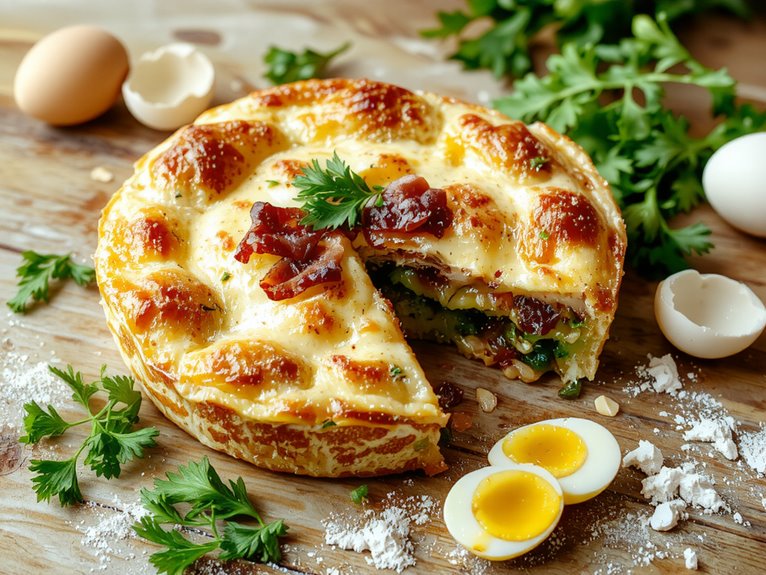 creamy egg cheese quiche