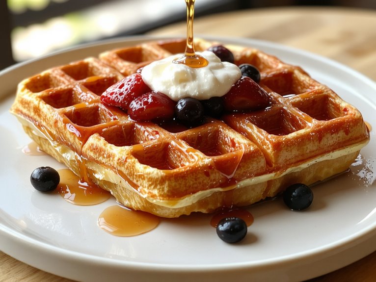 crispy fluffy homemade waffles