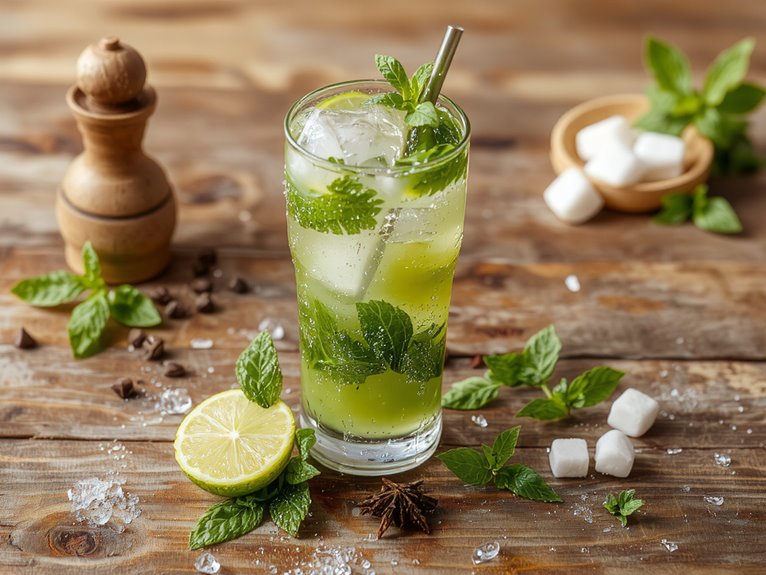 refreshing mint lime cocktail