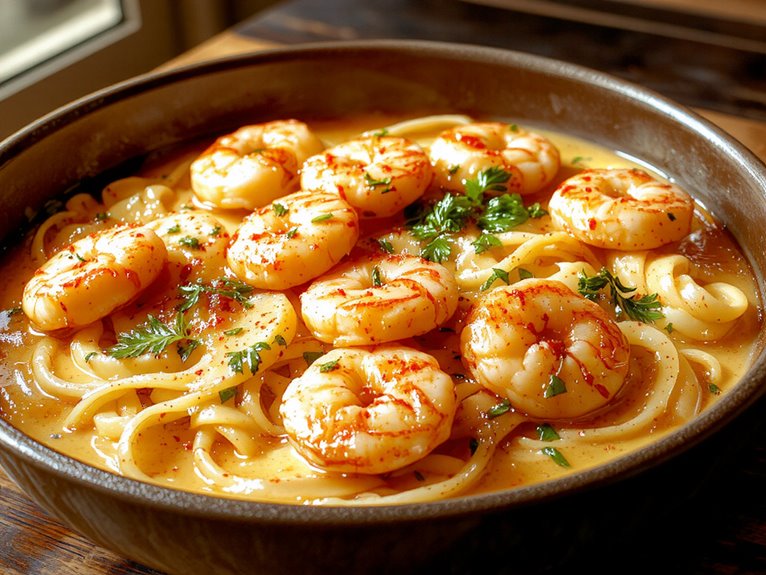 succulent garlicky shrimp pasta