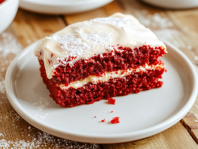vibrant red velvet cake